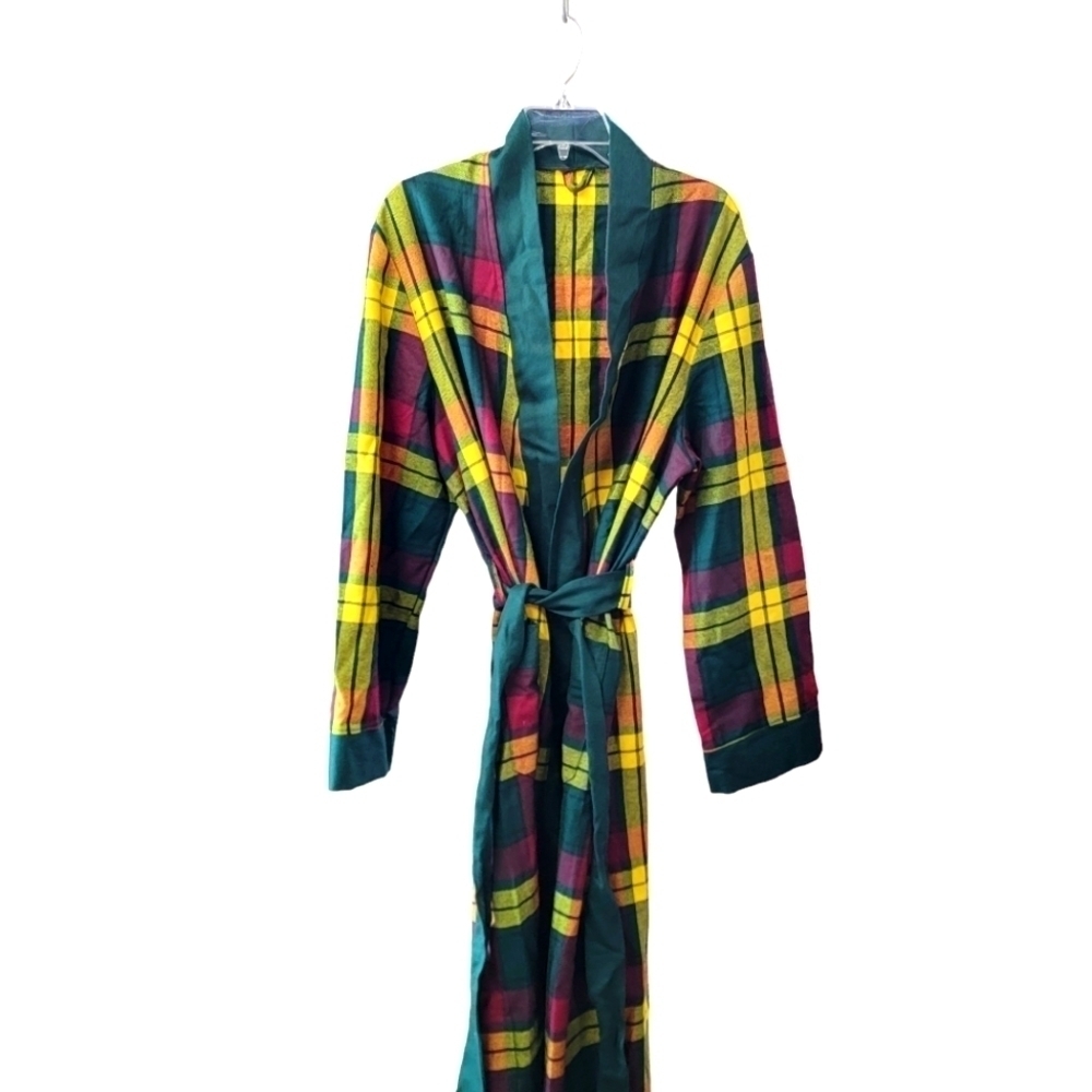 Rare Vintage Craftmade Scottish wool plaid robe dressing gown